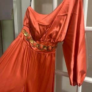 Bebe One Shoulder Jumpsuit Dress